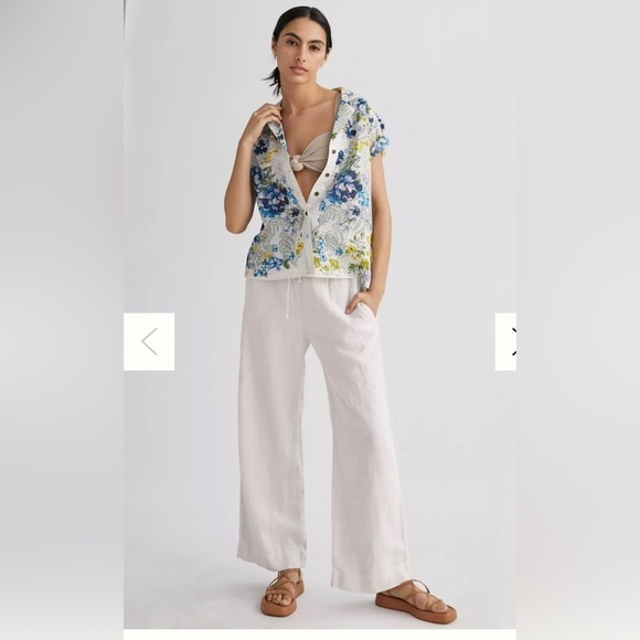 Anthropologie Tops - NWT Anthropologie Women’s Printed Surf Shirt in Blue Floral Motif Size XL